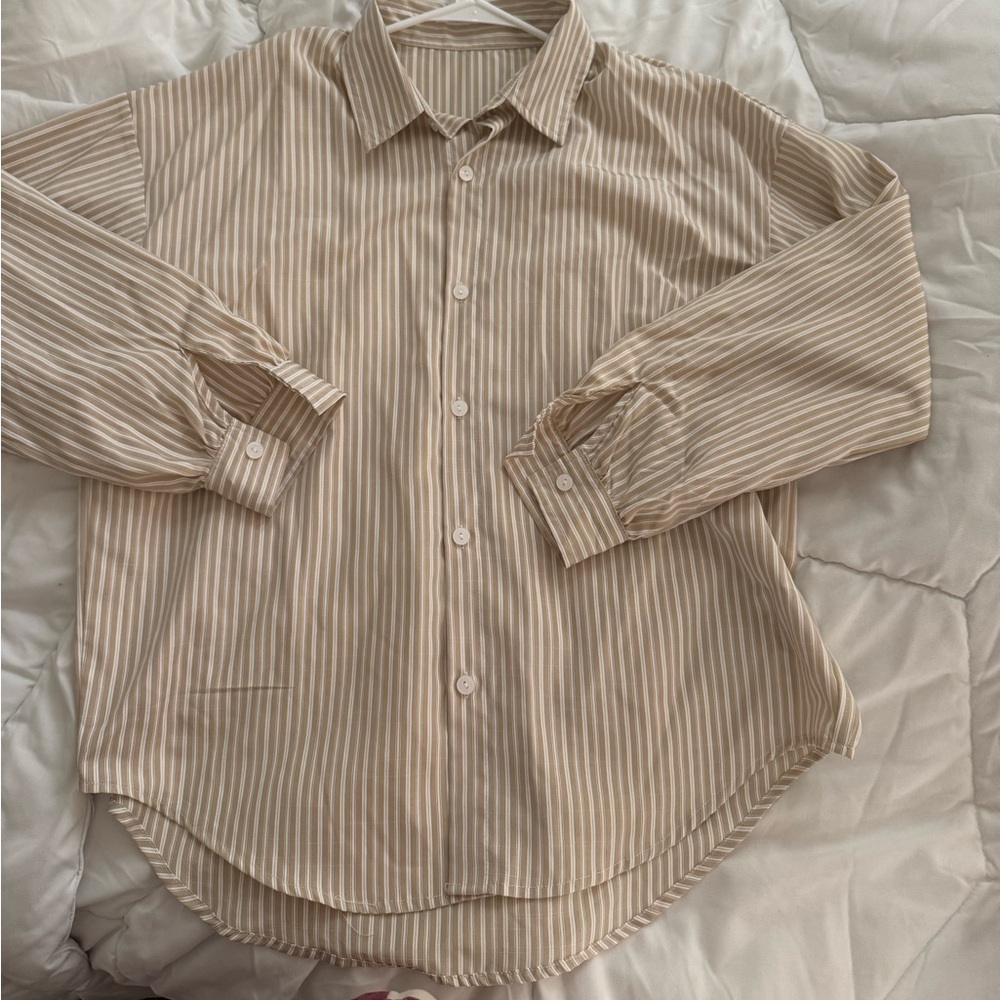 Striped drop shoulder shirt - Khaki